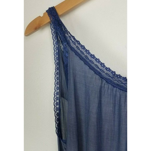 Levi's Sz. S Blue Chambray Lace Tank Tiered Dress Elastic Waist Interior Slip - Picture 9 of 10